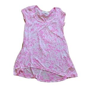 Vintage Havana Shirt Womens Size Medium Pink And White Burnout High Low Top